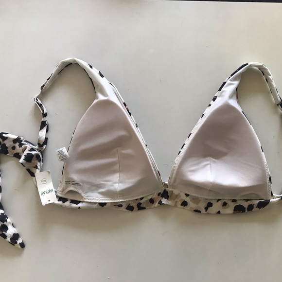 NWT aerie leopard tie longline triangle bikini top, cream, XL - Picture 3 of 4